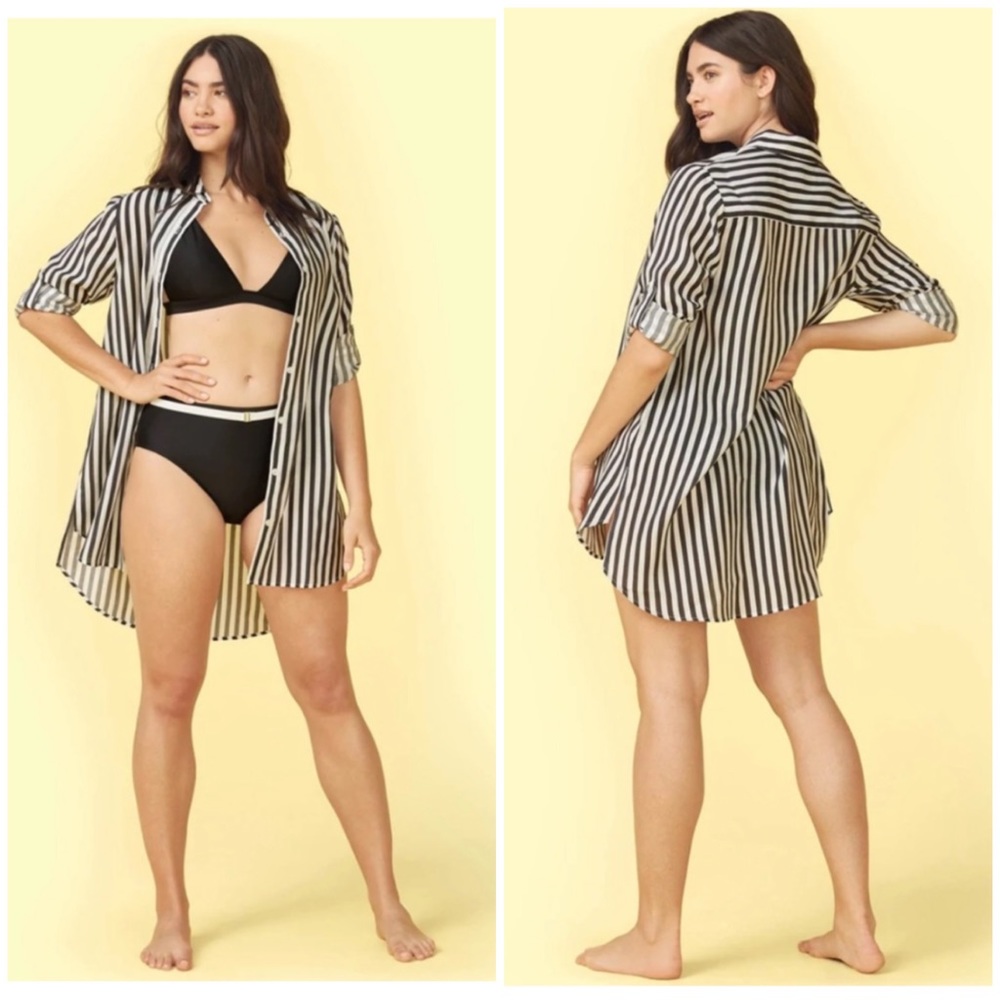 Summersalt Striped Button Shirt Cover Up Size XS